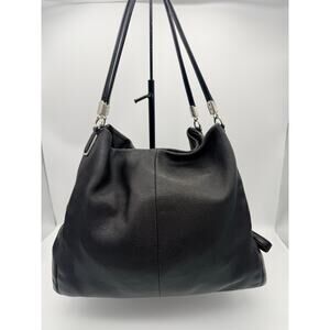 Coach Madison Phoebe Shoulder Bag in Black Pebbled Leather￼